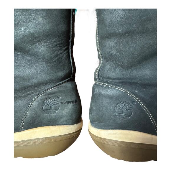 TIMBERLAND Kickadilla Black Nubuck Leather Faux Fur Lace Up Boots size 7.5 - Picture 11 of 15